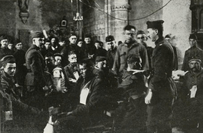 77th Division Dressing Station in a Church in La Chalade, October 1918